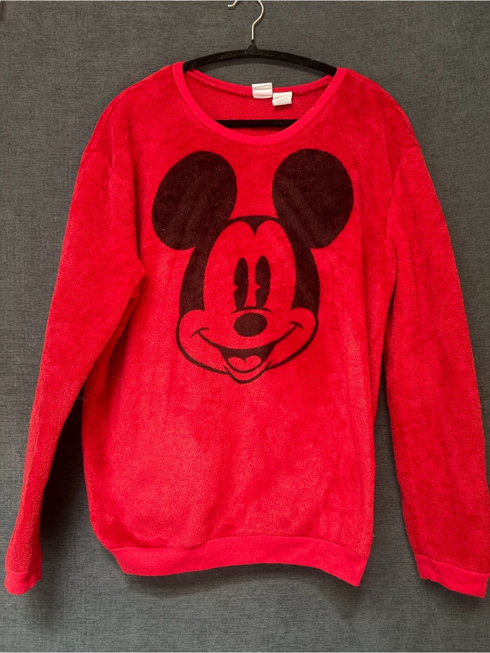 Disney Red Crewneck Sweatshirt with Black Mickey Face